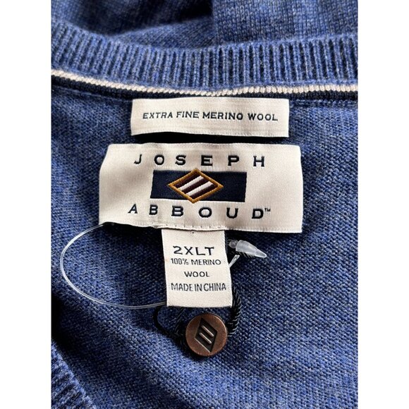 Joseph Abboud Sweater Extra Fine Merino Wool V-Neck 2XLT Blue Long Sleeve - Picture 4 of 7